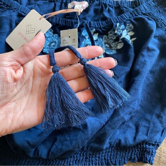 PacSun Off Shoulder Top Crop Festival Embroidered Tassel NEW Stretchy - Picture 7 of 13